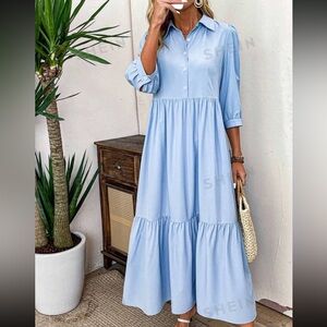SHEIN• Baby Blue• Button Up/Half Placket Dress XL